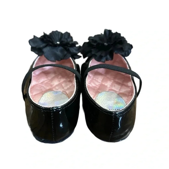 Stuart Weitzman Black Flower Mary Jane Baby Bud Shoes Size 3 - Picture 4 of 5